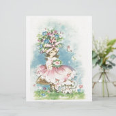 Papier Fille aux fleurs vintage (Debout devant)