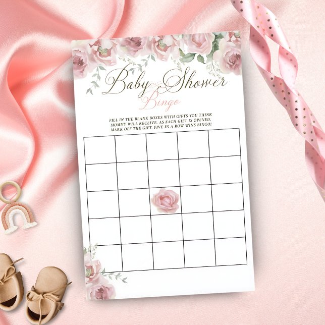 Papier Fille bébé en Fleur Baby shower Bingo Jeu (Créateur téléchargé)