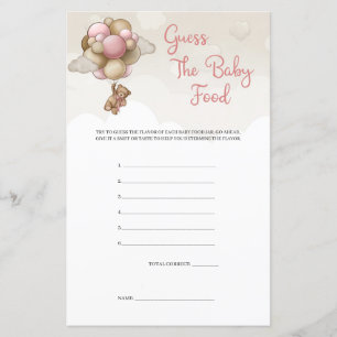Papier Fille bébé ours rose brun Guess The Baby Food