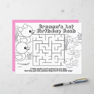 Papier Fille Canard en caoutchouc Anniversaire Maze Activ