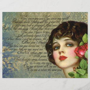 Papier Fille de glamour victorienne avec Rose rouge