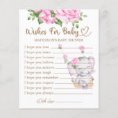 Papier Fille Eléphant Baby shower des souhaits pour la ca (Devant)