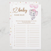 Papier Fille Eléphant & Fleur Nom de bébé Race Jeu (Devant / Derrière)