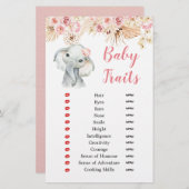 Papier Fille Eléphante Boho Rose Baby shower Bébé Traits (Devant / Derrière)