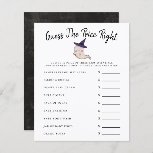 Papier Fille Fantôme Baby shower Devinez Le Prix (Devant / Derrière)