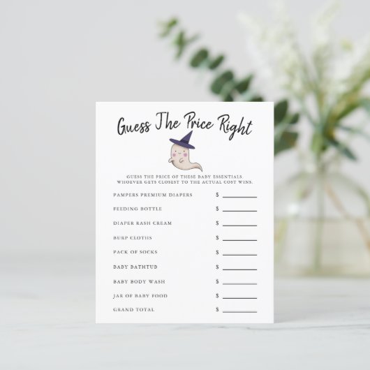 Papier Fille Fantôme Baby shower Devinez Le Prix (Debout devant)