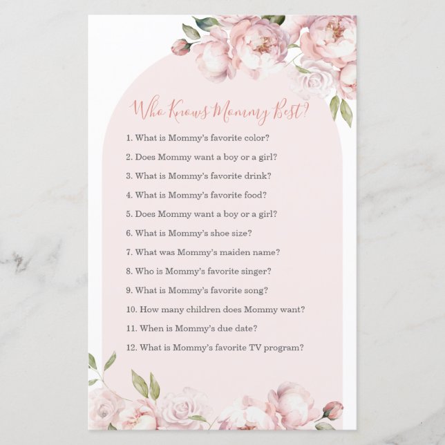 Papier Fille Fleur Rose Bébé En Fleur Qui Connaît Maman M (Devant)