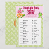 Papier Fille Grenouille Baby shower Jeu Animal Match Feui (Devant / Derrière)