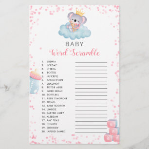 Papier Fille Koala ours bébé Mot Scramble Douche Jeu