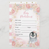 Papier Fille Pingouin Hiver Flocon de neige Prédictions b (Devant / Derrière)