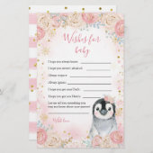 Papier Fille Pingouin hiver Flocon de neige Voeux pour bé (Devant / Derrière)