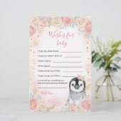 Papier Fille Pingouin hiver Flocon de neige Voeux pour bé (Debout devant)