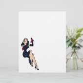 Papier Fille Rétro de Charme Blonde Jolie Épinglée (Debout devant)