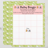 Papier Fille rose Bingo Baby shower Safari Jungle (Devant / Derrière)