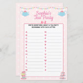 Papier Filles Anniversaire Tea Party A-Z (Devant / Derrière)