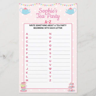 Papier Filles Anniversaire Tea Party A-Z