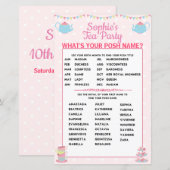 Papier Filles Anniversaire Tea Party Quel est votre nom P (Devant / Derrière)