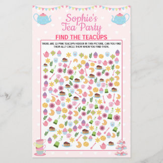 Papier Filles Anniversaire Tea Party Trouver Le Jeu Teacu