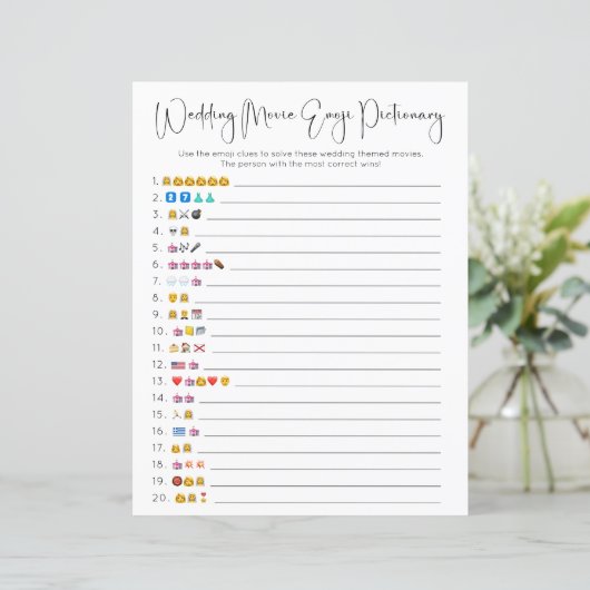 Papier Film Mariage de script moderne Emoji Pictionary Je (Debout devant)