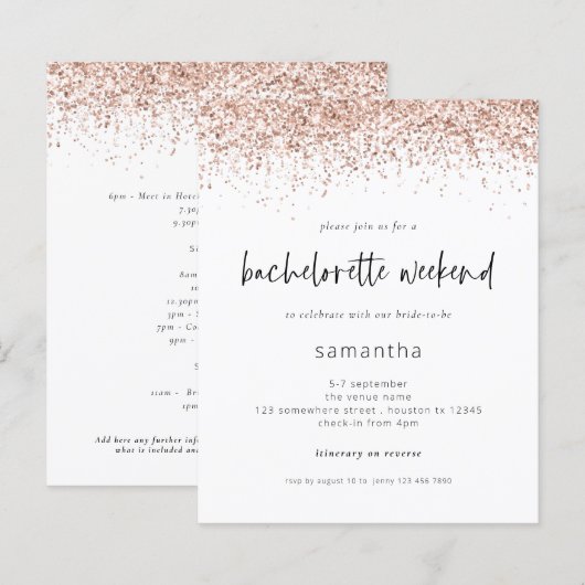 Papier Fin de semaine de Parties scintillant d'or Rose bu (Devant / Derrière)