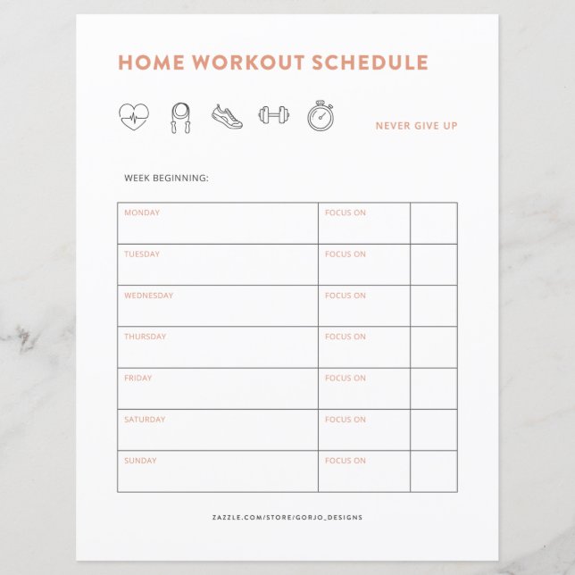 Papier Fitness Planner Home Exercice Tracker (Devant)