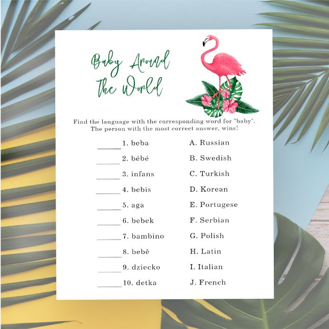Papier Flamant rose - Bébé autour du monde jeu (Créateur téléchargé)