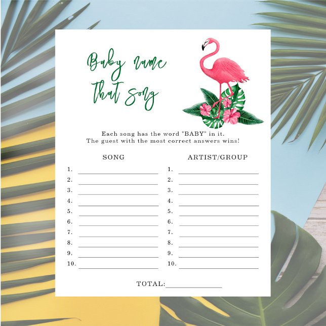 Papier Flamant rose - Nom de la chanson jeu de baby showe (Créateur téléchargé)