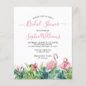 Papier Flamants roses budgétaires Invitation à la douche  (Devant)