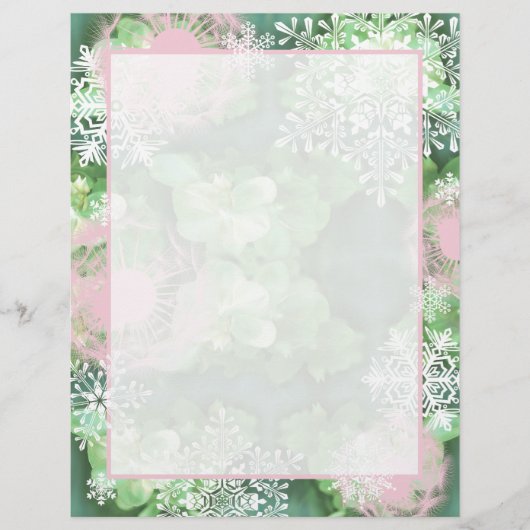 Papier Flambeau à neige en rose et vert (Devant)