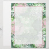 Papier Flambeau à neige en rose et vert (Devant / Derrière)