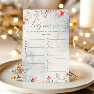 Papier Flammes de neige d'hiver course de nom de bébé jeu