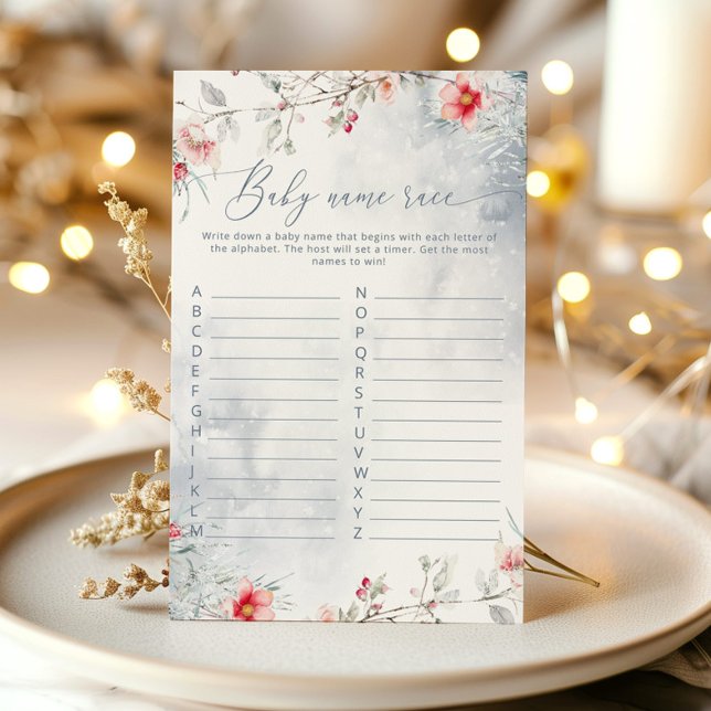 Papier Flammes de neige d'hiver course de nom de bébé jeu (Créateur téléchargé)