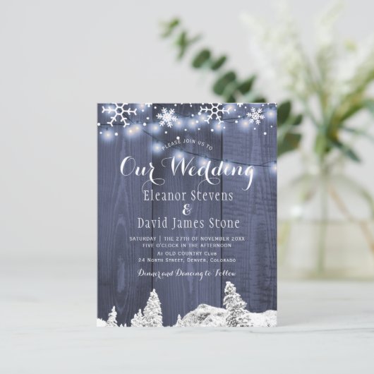 Papier Flammes de neige d'hiver faire-part de mariage du (Debout devant)