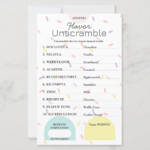 Papier Flavor Frenzy Word Scramble RÉPONSE KEY