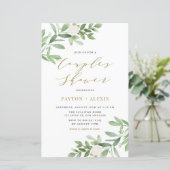 Papier Fleur blanche vert Couples douche Invitation (Debout devant)