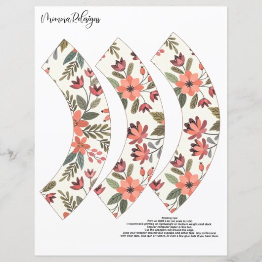 Papier Fleur d'automne Cupcake wraps, Armoire de cupcake  (Devant)