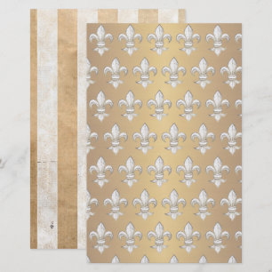 Papier Fleur de lis médiévale Motif Or métallique