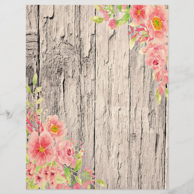 Papier Fleur de pêcher sur bois (Devant)