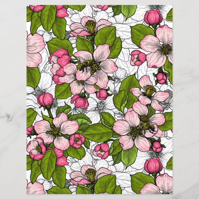 Papier Fleur de pomme sur blanc (Devant)
