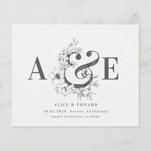 Papier Fleur dessinée à la main enregistrer la date (Devant)