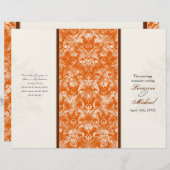Papier Fleur di Lys Damask Orange Formal Wedding Programm (Devant / Derrière)
