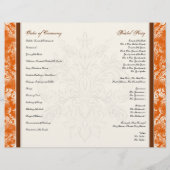 Papier Fleur di Lys Damask Orange Formal Wedding Programm (Dos)