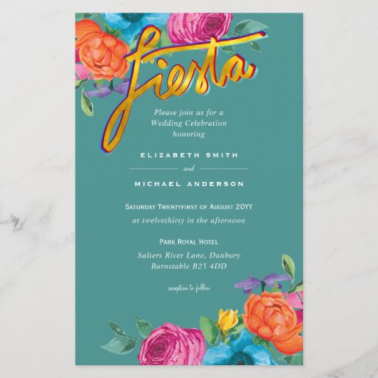 Papier Fleur Folkart Fiesta Faire-part de mariage Boda (Devant)