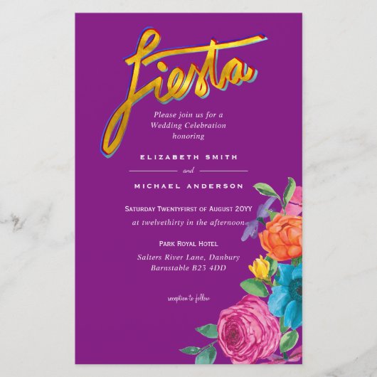 Papier Fleur Folkart Fiesta Faire-part de mariage Boda (Devant)