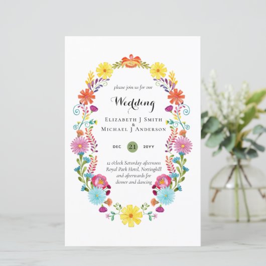 Papier Fleur Folkart Fiesta Faire-part de mariage Boda (Debout devant)