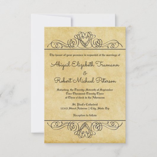 Papier Fleur Formal Flourish 3x5 Invitation de Mar (Devant)