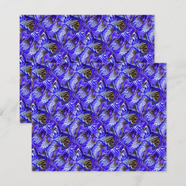 Papier Fleur Iris Violet / Slanted / Carrelé / Scrapbook (Devant / Derrière)