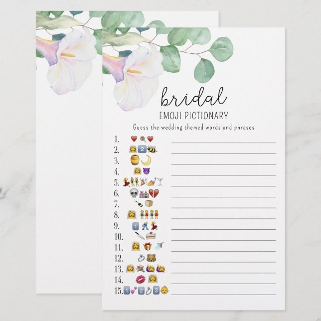 Papier Fleur - nuptiale douche émoticônes jeu (Devant / Derrière)