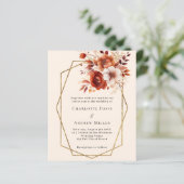Papier Fleur orange beige faire-part de mariage géométriq (Debout devant)