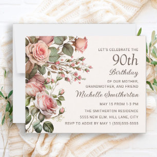 Papier Fleur rose 100ème Grand-mère 90ème Anniversaire